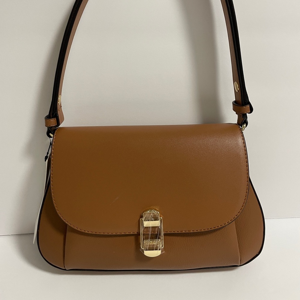Calvin Klein Tan Shoulder Bag with Gold Accent